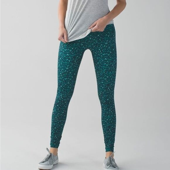 Lululemon Wunder Under Pants Mountain Peak Teal Leggings Size 4 - Picture 1 of 11